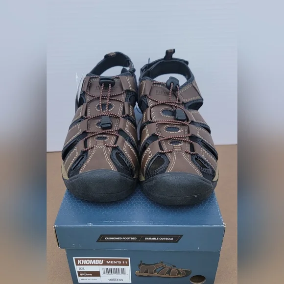 Khombu Mens Brown Fisherman Closed Toe Sandals  Size 11 BRAND NEW - Picture 3 of 9